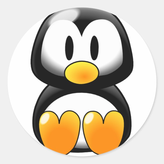 Pegatina Redonda Pingüino de bebé lindo - personalizable (Anverso)