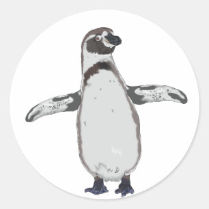 Pegatina Redonda Pingüino de Dibujos Animados