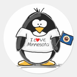 Pegatina Redonda Pingüino de Minnesota