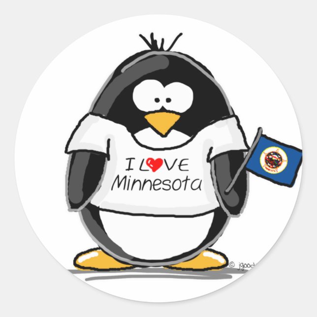 Pegatina Redonda Pingüino de Minnesota (Anverso)