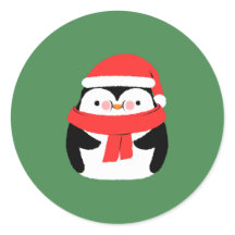 Pingüino de Navidad lindo en sombrero de Santa per