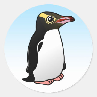 Pegatina Redonda Pingüino de ojos amarillos
