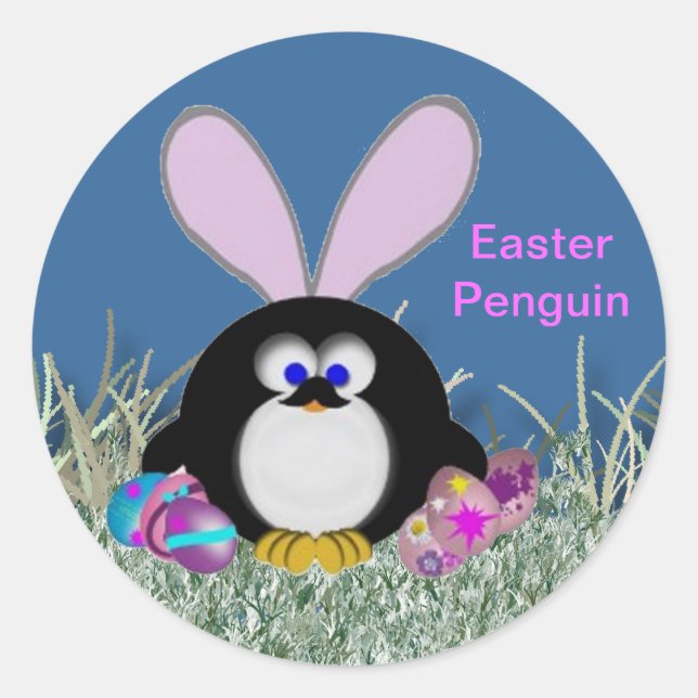 Pegatina Redonda Pingüino de Pascua (Anverso)