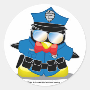 Pegatina Redonda Pingüino de policía