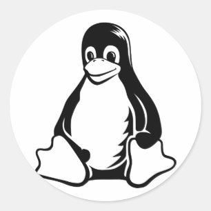 Pegatina Redonda Pingüino de Tux - (Linux, Open Source, Copyleft,