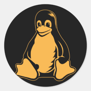 Pegatina Redonda Pingüino de Tux - (Linux, Open Source, Copyleft,