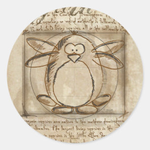 Pegatina Redonda Pingüino de Vitruvian