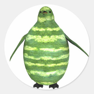 Pegatina Redonda Pingüino del Día Nacional de la Sandía