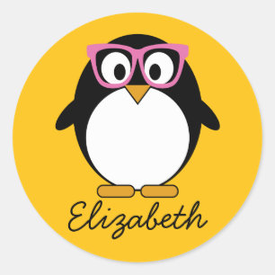 Pegatina Redonda Pingüino del inconformista - rosa lindo del