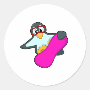 Pegatina Redonda Pingüino en Snowboard Sports & Ski goggs