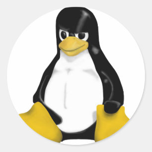 PEGATINA REDONDA PINGÜINO ENOJADO DE LINUX TUX