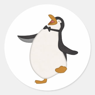Pegatina Redonda Pingüino feliz