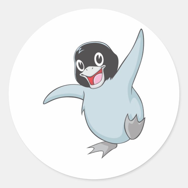 Pegatina Redonda Pingüino Feliz (Anverso)