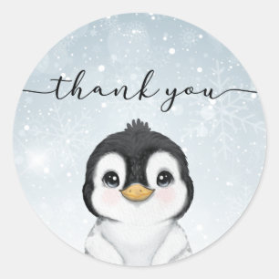 Pegatina Redonda Pingüino Gracias Por Favor