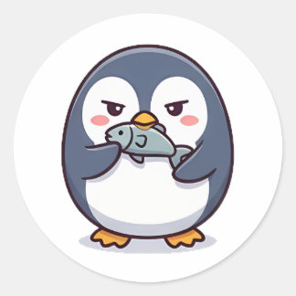 Pegatina Redonda pingüino gruñón