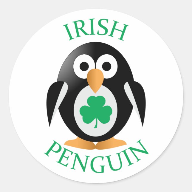 Pegatina Redonda Pingüino irlandés (Anverso)