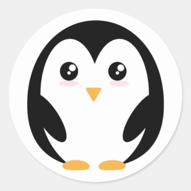 Pegatina Redonda pingüino lindo (Anverso)