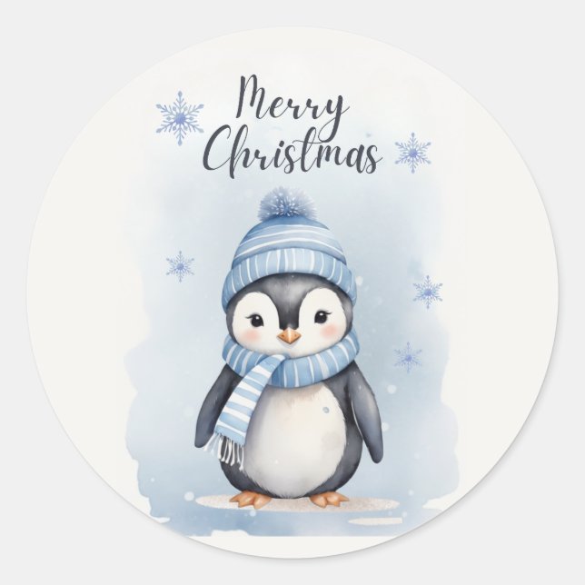 Pegatina Redonda "Pingüino lindo" (Anverso)