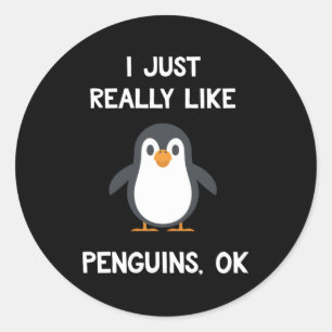 Pegatina Redonda Pingüino Me Gusta Realmente Los Pingüinos Ok