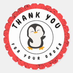 Pegatina Redonda Pingüino minimalista De Color Cutáneo Gracias Por