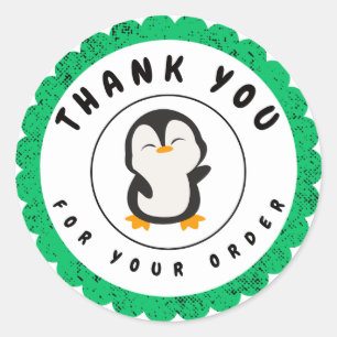 Pegatina Redonda Pingüino minimalista De Color Cutáneo Gracias Por 