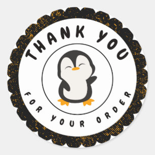 Pegatina Redonda Pingüino minimalista De Color Cutáneo Gracias Por 