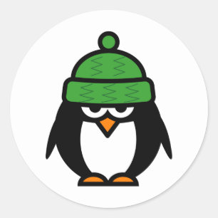 Pegatina Redonda Pingüino navidad con pegatinas personalizados gorr