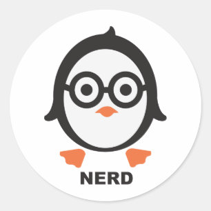 Pegatina Redonda Pingüino - nerd - penguin