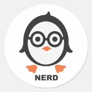 Pegatina Redonda Pingüino - nerd - penguin