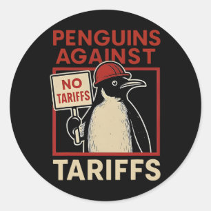Pegatina Redonda Pingüino no se resiste a las protestas de los ping