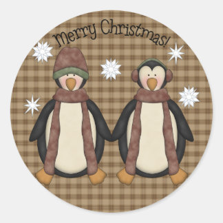 Pegatina Redonda Pingüino Pals Christmas Sticker