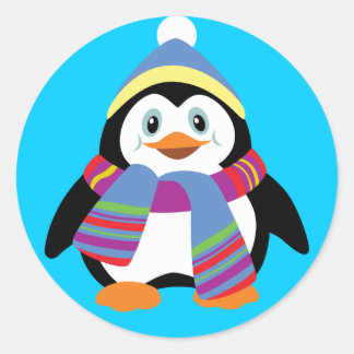 Pegatina Redonda pingüino personalizado