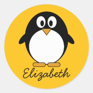Pegatina Redonda Pingüino Personalizado moderno