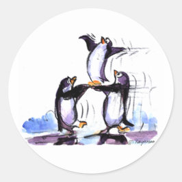 Pegatina Redonda pingüino prymid