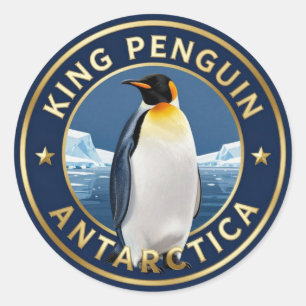 Pegatina Redonda 🐧 Pingüino Rey Antártida Ave Polar