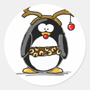 Pegatina Redonda Pingüino rudolfo