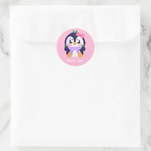 Pegatina Redonda Pingüino único de broke cute