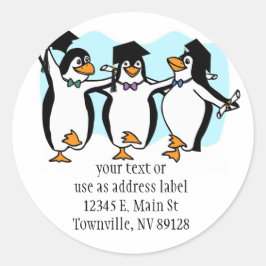 Pegatina Redonda Pingüinos de graduación de Personalizado lindo