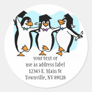Pegatina Redonda Pingüinos de graduación de Personalizado lindo