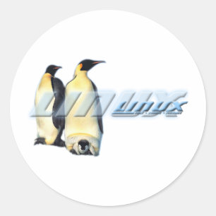 Pegatina Redonda Pingüinos de Linux