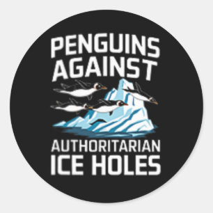 Pegatina Redonda Pingüinos de Trump Contra Agujeros de Hielo Autori