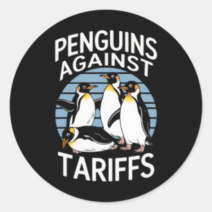 Pegatina Redonda Pingüinos divertidos contra las mujeres del Día de