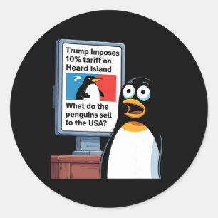 Pegatina Redonda Pinguinos divertidos de Trump Injusticia política