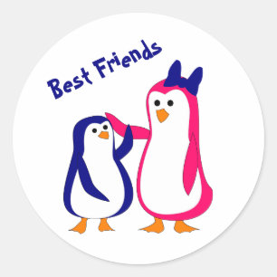 Pegatina Redonda pingüinos hermanos pequeños