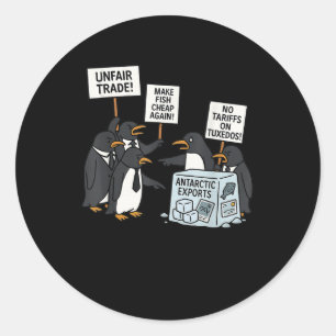 Pegatina Redonda Pingüinos protestan contra las tarifas del diverti