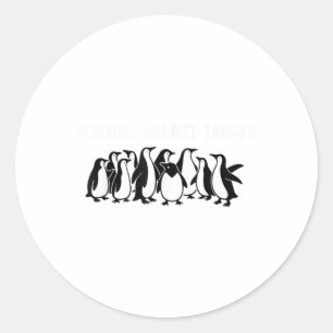 Pegatina Redonda Pingüinos protestan contra las tarifas del diverti