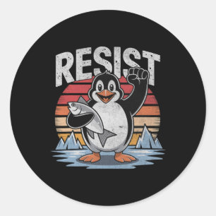 Pegatina Redonda Pingüinos resistentes aranceles Pingüinos Hombres