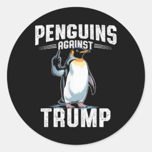 Pegatina Redonda Pingüinos Resistentes Contra Trump - Hacer Impuest