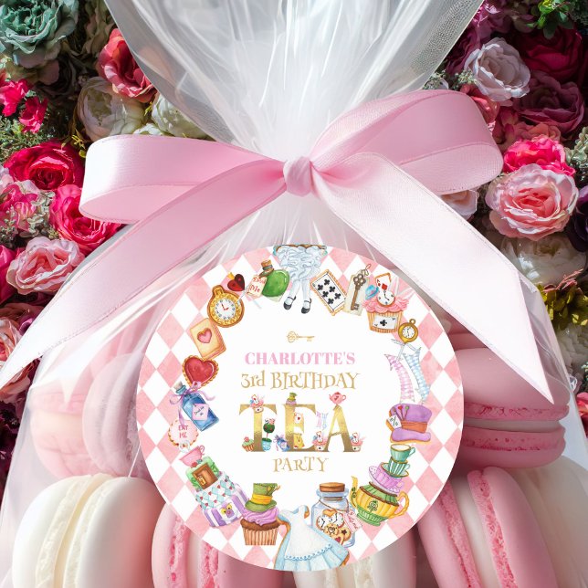 Pegatina Redonda Pink Alice in Wonderland 3rd Birthday   (Subido por el creador)