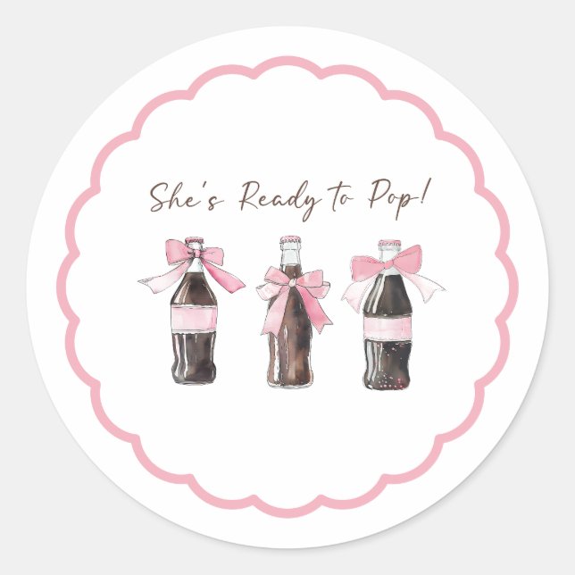 Pegatina Redonda Pink Baby Soda Ready to POP Round Sticker (Anverso)